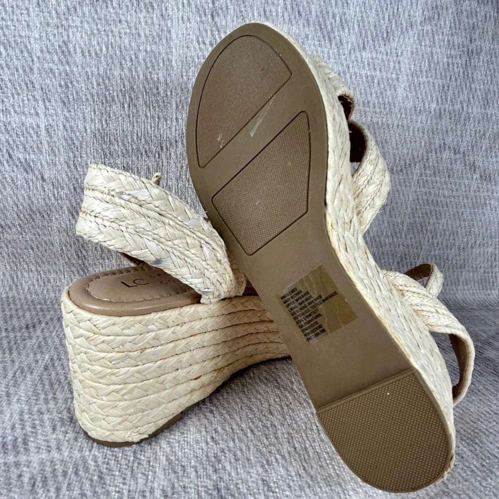 LC Lauren Conrad Galena Natural Woven Braided Wedge Platform Sandals Womens 8.5